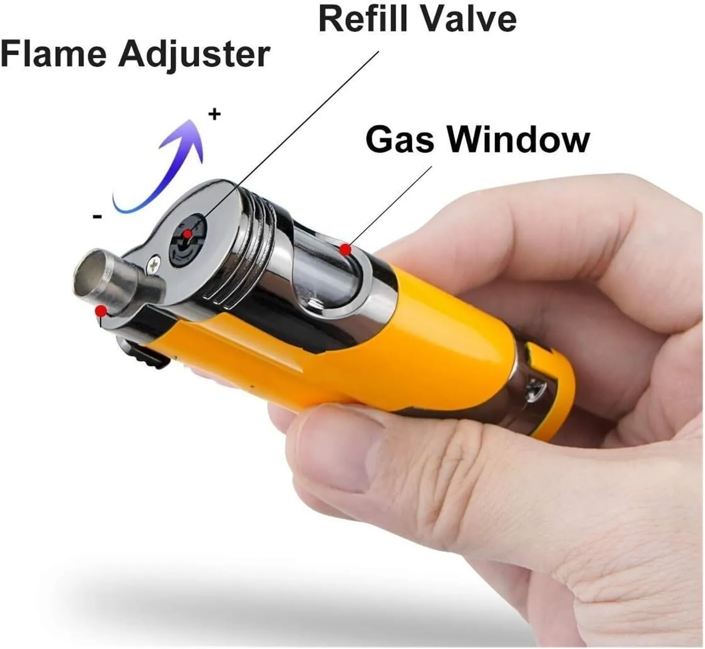 Metal Inflatable Butane Torch Lighter Windproof Dual Nozzle Lighter, Portable Refillable Lighter, Dual Flush Metal Lighter for Outdoor, Indoor (Fuel Not Included)(Black*b)