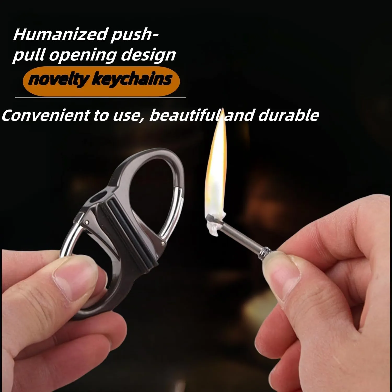Metal Keychain Lighter,2025 New Lighter Key Chain Forever Match,Metal Match Keychains, Mini Waterproof Lighters (2pc*Black Silver)
