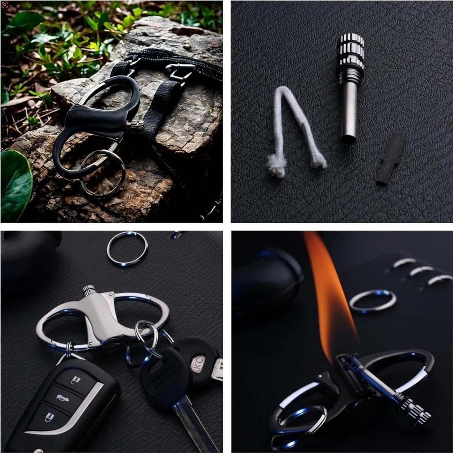Metal Keychain Lighter,2025 New Lighter Key Chain Forever Match,Metal Match Keychains, Mini Waterproof Lighters (2pc*Black Silver)