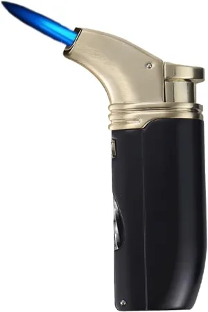 Metal Recyclable Refueling Multifunctional Adjustable Flame Lighter, Portable Tool Lighter, Windproof Straight Flame Butane Blowtorch Lighter, Camping, Traveling, Wilderness(Black)