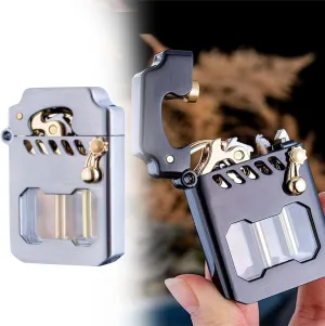 Metal Rocker Lighter, Retro Metal Rocker Kerosene Windproof Lighter, Retro Transparent Oil Tank Metal Rocker Kerosene Lighter, Unique Cool Stuff Lighter Perfect for Gift (Silver)