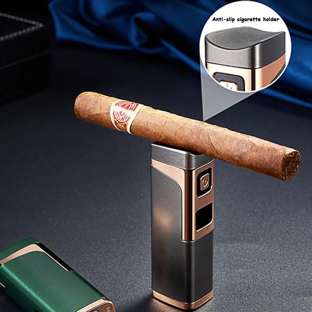 Metal Windproof Triple Jet Flame Lighter – USB Rechargeable Electric Lighter for Butane Gas – Portable & Reusable – Unique Birthday Gift for Men(#1)