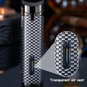 Metal Windproof Triple Jet Flame Lighter – USB Rechargeable Electric Lighter for Butane Gas – Portable & Reusable – Unique Birthday Gift for Men(#1)