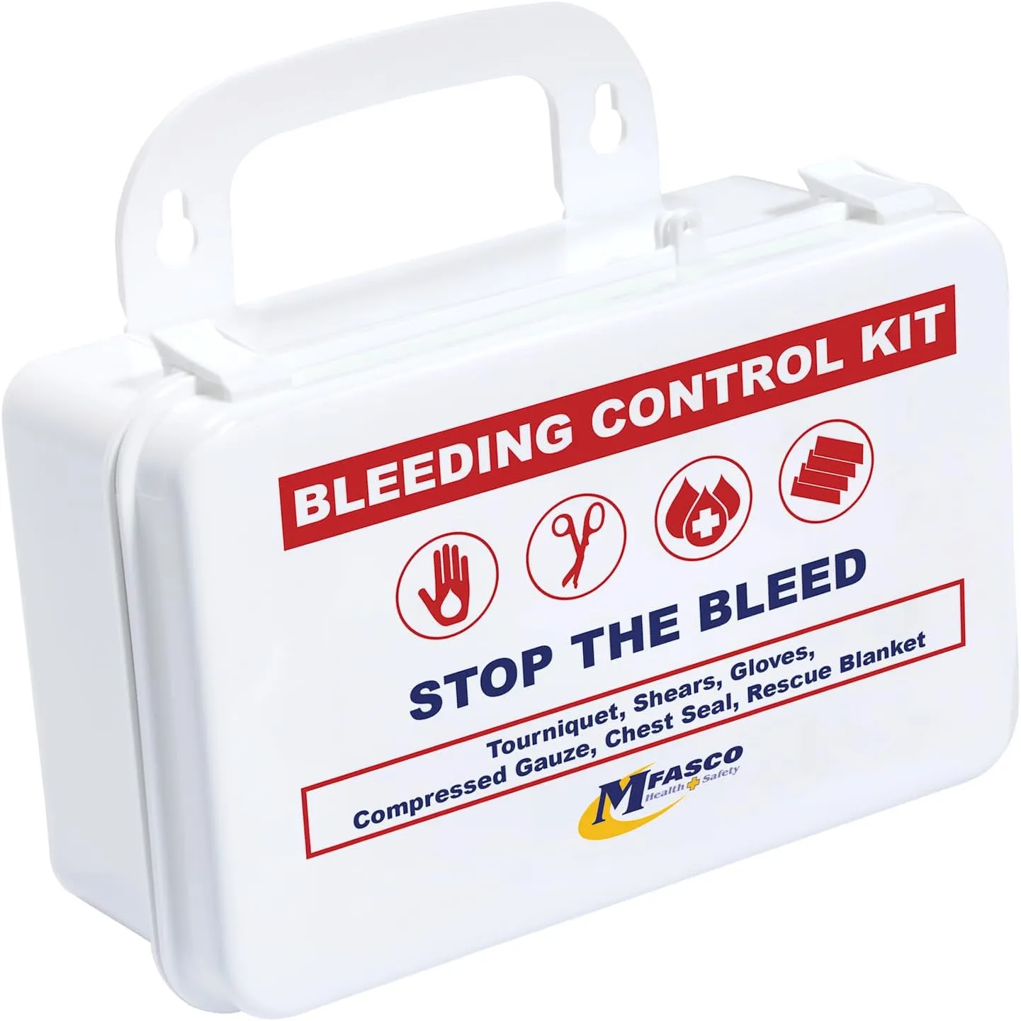 MFASCO Bleeding Control Kit, Compressed Gauze, Chest Seal, Portable Stop The Bleed Kit Plus Tourniquet, Easy-to-Open Packaging, Packed in A Plastic Kit That Can Be Mounted or Carried