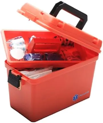 MFASCO Sports First Aid Kit - Orange Plastic Medical Box, Rugged, Large Compartment - Outdoor Supplies - Office, Home, Schools, Classroom - 290 Pcs