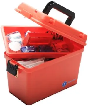 MFASCO Sports First Aid Kit - Orange Plastic Medical Box, Rugged, Large Compartment - Outdoor Supplies - Office, Home, Schools, Classroom - 290 Pcs