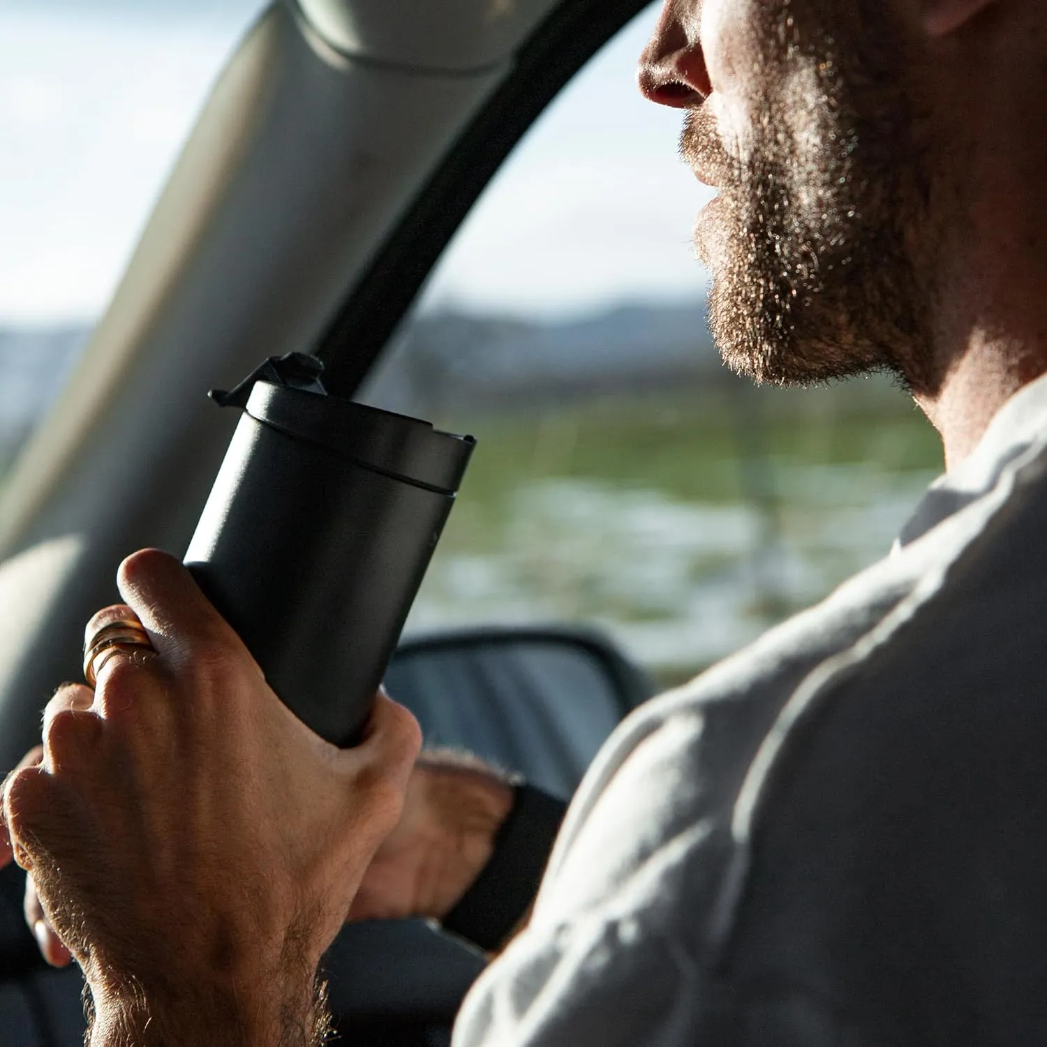 MiiR Flip Traveler 16oz - Double-Wall Vacuum Insulated with Leakproof Flip Lid, BPA-Free Stainless Steel Construction, Insulated Tumbler for Hot or Cold Drinks