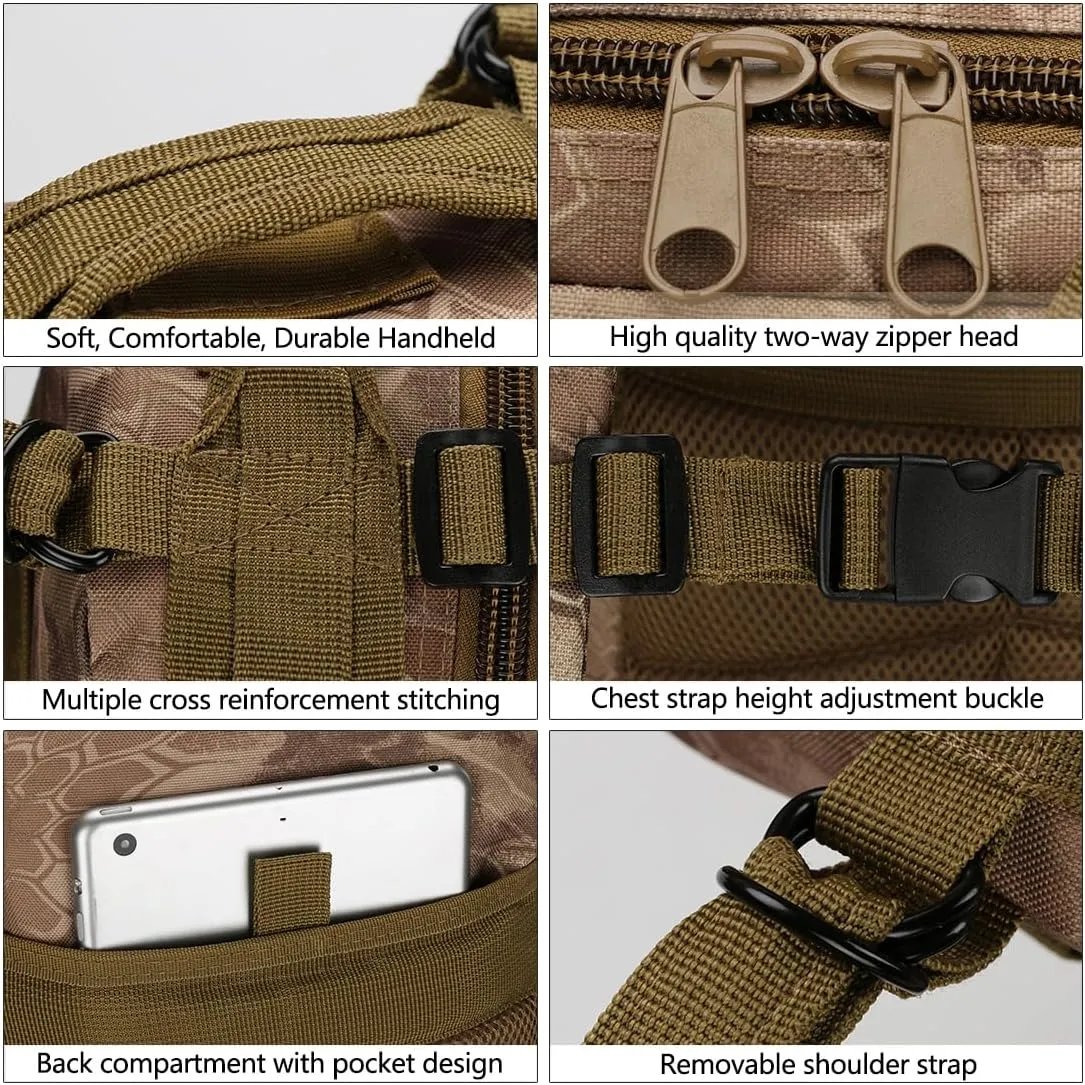 Military Tactical Backpack Rucksacks 3 Day Assault Pack for Hunting Trekking Camping Outdoor (Python Pattern Mud)