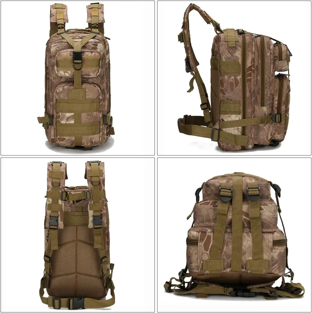 Military Tactical Backpack Rucksacks 3 Day Assault Pack for Hunting Trekking Camping Outdoor (Python Pattern Mud)