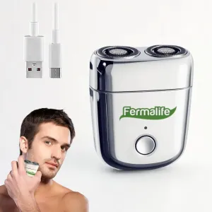 Mini Electric Shaver, USB-C Rechargeable, Magnetic Dual Head Portable Shaver for Men, Waterproof Travel Razor, Quick Wet & Dry Shave, Easy Cleaning, Fast Charging, Compact Silver