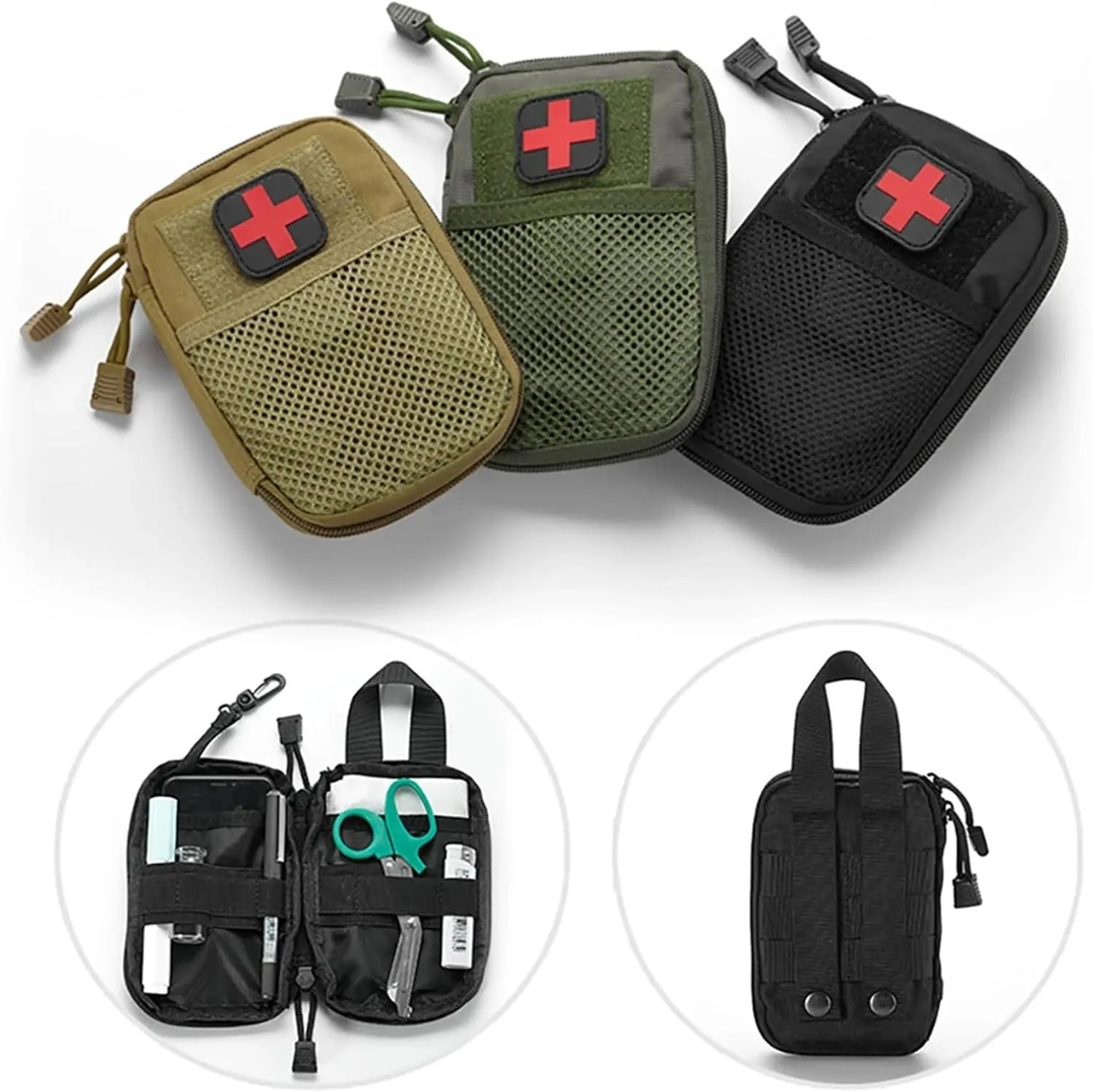 Mini Medical Bag,Portable Molle Military First Aid Kit,Empty Medical Bag Waterproof Bug Out Bag for Travel Hiking Outdoor Camping Multifunction Emergency Medicine Storage Bag-7x5 inch(Mud)