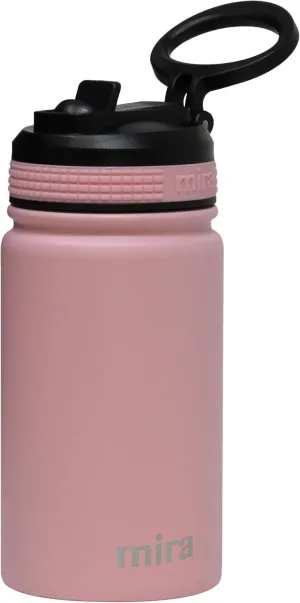 MIRA 12 oz Small Insulated Water Bottle for Cold Drinks | Leak-Proof Stainless Steel with Straw Lid for Travel, Hiking, Gym - Rose Pink