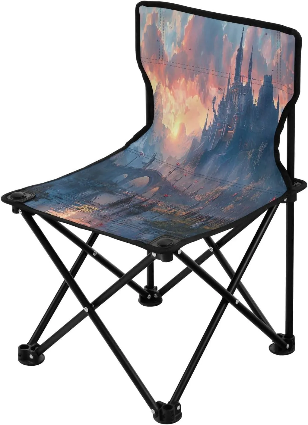 Misty Castle Portable Outdoor Folding Chair Anti-Slip Padded Oxford Cloth Stool Camping Chair Small for Beach Hiking Fishing Gardening Quad Camp Chair