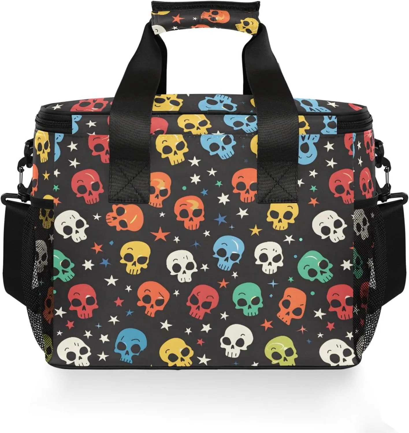 MNSRUU Cooler Bag Skull Stars Soft Cooler Bag Insulated Lunch Totes Picnic Bag Beach Cooler Lunch Box Container with Adjustable Shoulder Strap