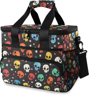 MNSRUU Cooler Bag Skull Stars Soft Cooler Bag Insulated Lunch Totes Picnic Bag Beach Cooler Lunch Box Container with Adjustable Shoulder Strap