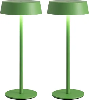 Modern Cordless Table Lamp Set of 2, Portable LED Desk Lamps, Rechargeable 5000mAh Battery Operated, Dimming Night Light for Bedroom, Dining Room, Bar, Outdoor, Waterproof (Green)