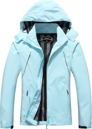 MOERDENG Women's Waterproof Rain Jacket Outdoor Lightweight Hooded Raincoat for Hiking Travel