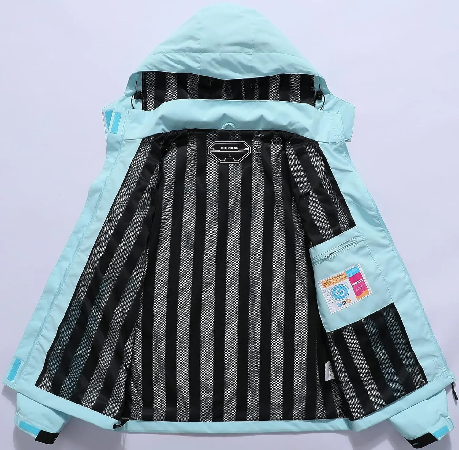 MOERDENG Women's Waterproof Rain Jacket Outdoor Lightweight Hooded Raincoat for Hiking Travel