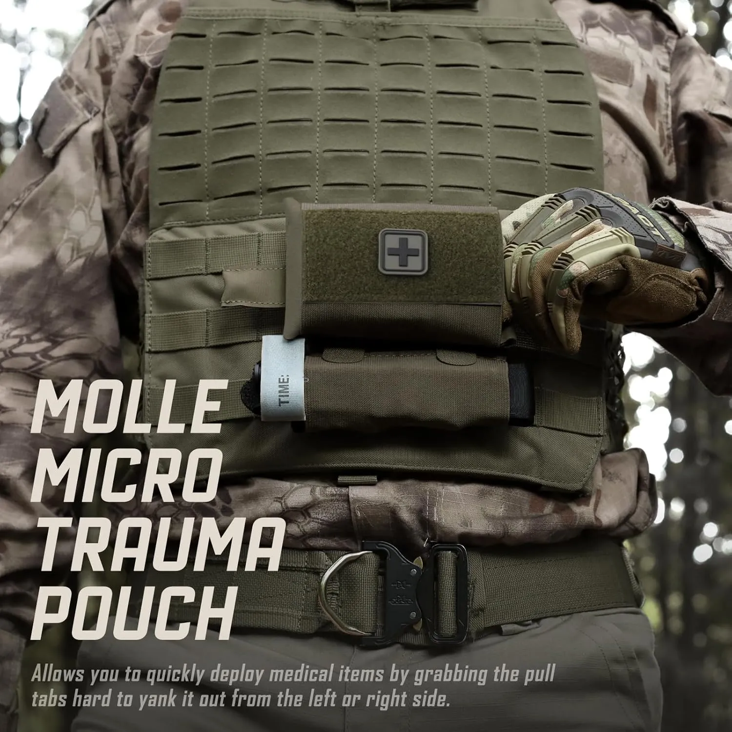 Molle IFAK Micro Trauma Pouch, Tactical First Aid Belt IFAK Bag Medical EMT Emergency Survival Med Pouch Small EDC Portable Pack with Tourniquet Hammock for Duty Belt Vest Hunting