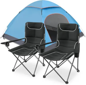 MoNiBloom Camping Combo - 2 Adjustable Folding Chairs & Ultralight Dome Tent with Skylight