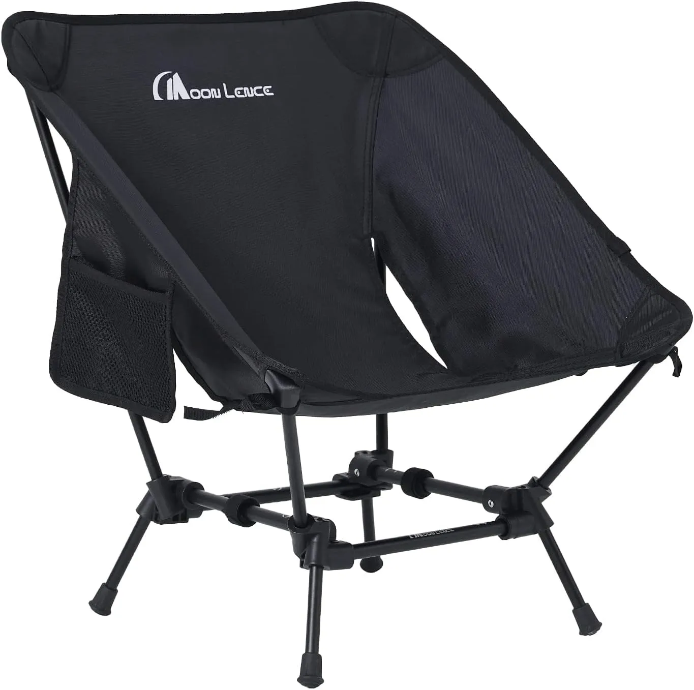 MOON LENCE Portable Camping Chair, Backpacking Chair, Ultralight & Compact, 400 lbs Capacity, for Outdoor Camp, Travel, Beach, Picnic, Hiking (Black(Low Height))