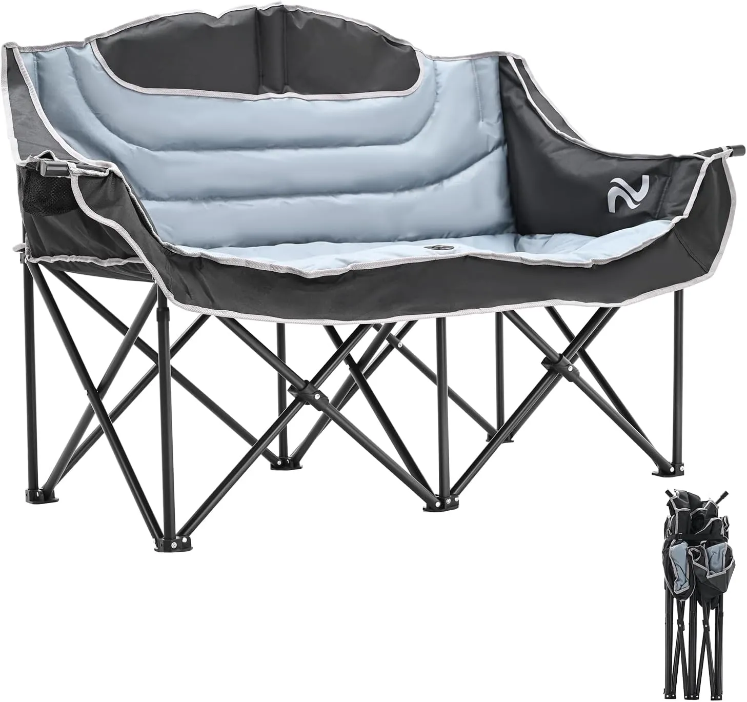 MOPHOTO Double Camping Chair, Folding Camping Loveseat Duo Chair for Adults, Oversized Double Folding Chair, Camping Bench Lawn Chairs Patio Lounge Chairs for Adults