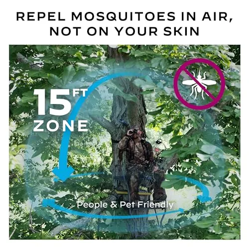 Mosquito Portable Repeller w/ 12hrs Refill;15' Zone of Protection; Deet Free Bug Spray