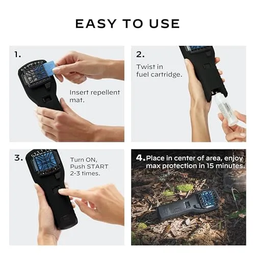 Mosquito Portable Repeller w/ 12hrs Refill;15' Zone of Protection; Deet Free Bug Spray