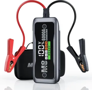 MOSTOOL 6000A Car Battery Jumpstarter,12V Portable Auto Jumper Starter Battery Pack,Car Jump Box with LED Display,Portable Charger & Jumper Cables for All Gas Engines & Up to 12.0L Diesel Engines (M8)