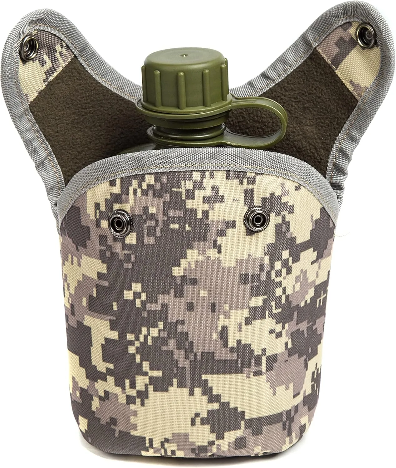 Mountain Land Military Canteen Oblong PE Insulated Camouflage Bag Carrier Cover 1L Capacity Portable Cylinder Sports Water Bottle Tactical Bottle Pouch for Travelling ACU 1L