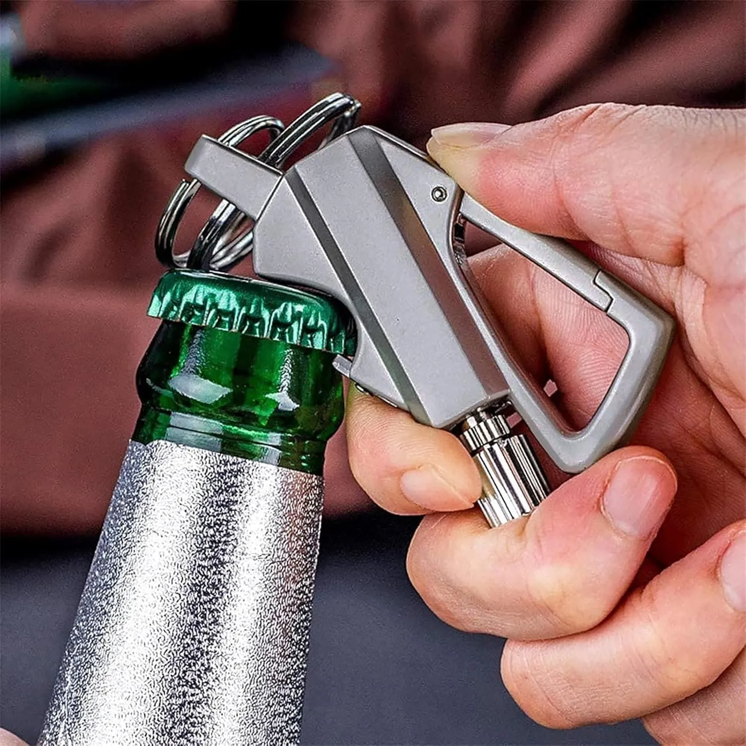 Multi Function Keychain Bottle Opener, Reusable Survival Fire Starter Lighter, Kerosene Rechargeable Lighter, Best Gift Ideas and Emergency Survival Gear (Color : Brass)