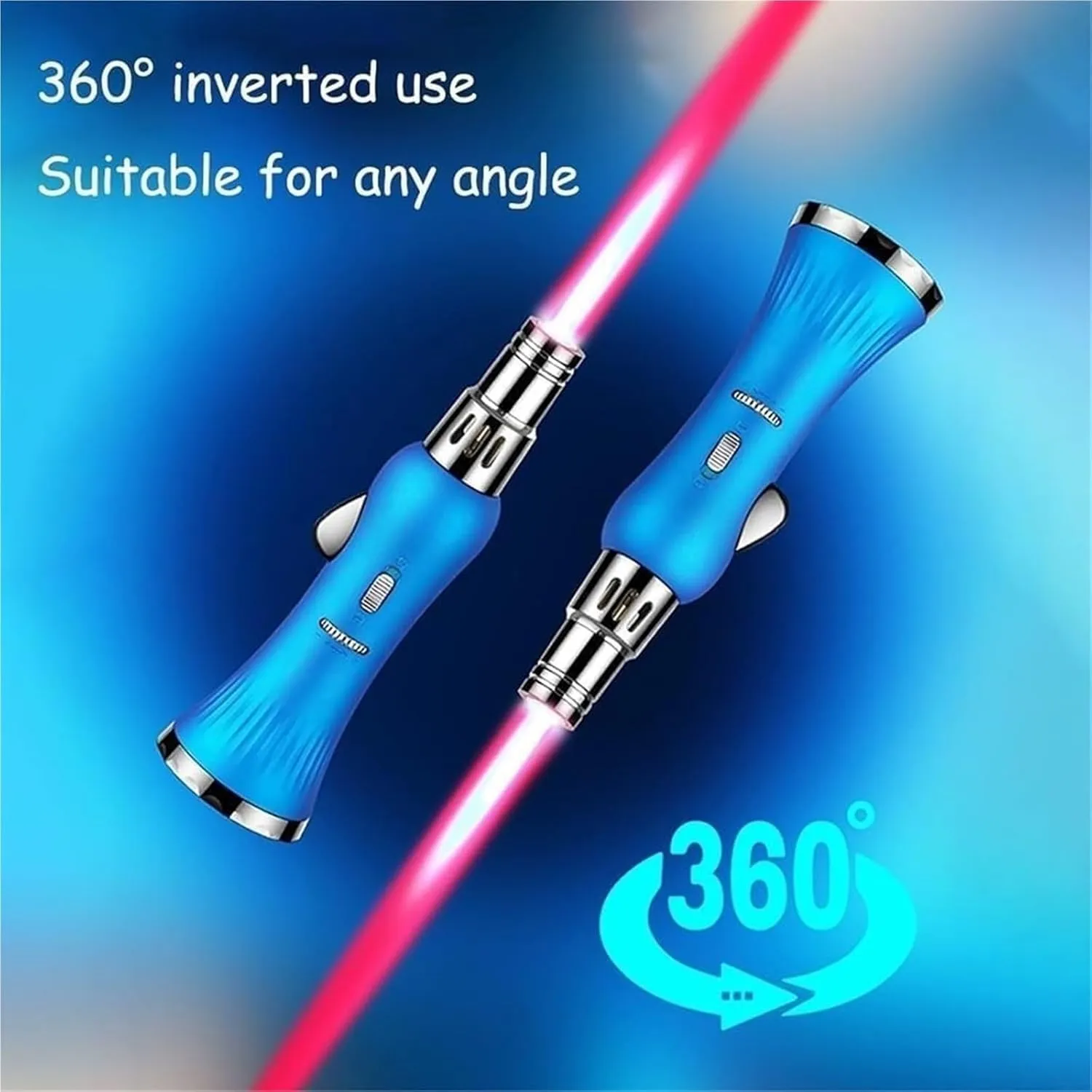 Multifunctional Extra-Long red Flame Butane lighters, Windproof Jet red Flame, Retro Metal with Safety Lock, Adjustable Flame and refillable Gas Portable Lighter (Without Fuel)(Red)
