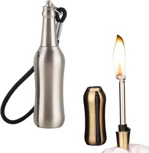 Multifunctional Portable Match Kerosene Lighter, Windproof and Waterproof, Keychain Design, Outdoor Emergency Survival Equipment, Suitable for Candle Camping (Kerosene not Included)(Silver)