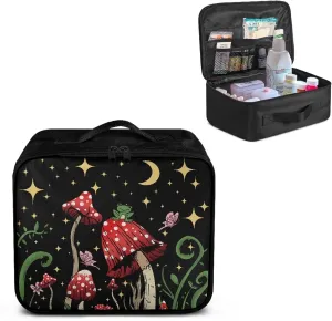 Mushroom Empty First Aid Bag Medicine Bag for Traveling Moon Stars Medium Sized Empty First Aid Bag Empty Emergency Kit Organizer Bag for Hiking, Camping, Car, School Dorm, Home