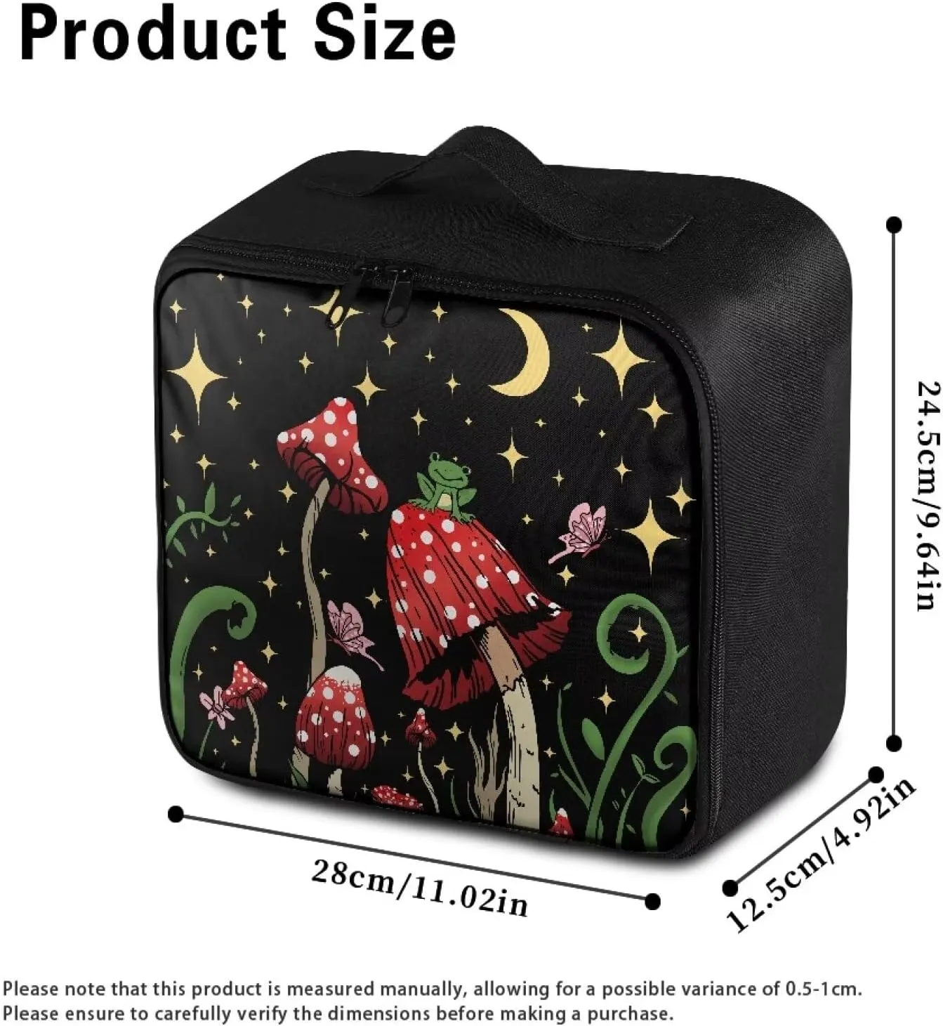 Mushroom Empty First Aid Bag Medicine Bag for Traveling Moon Stars Medium Sized Empty First Aid Bag Empty Emergency Kit Organizer Bag for Hiking, Camping, Car, School Dorm, Home