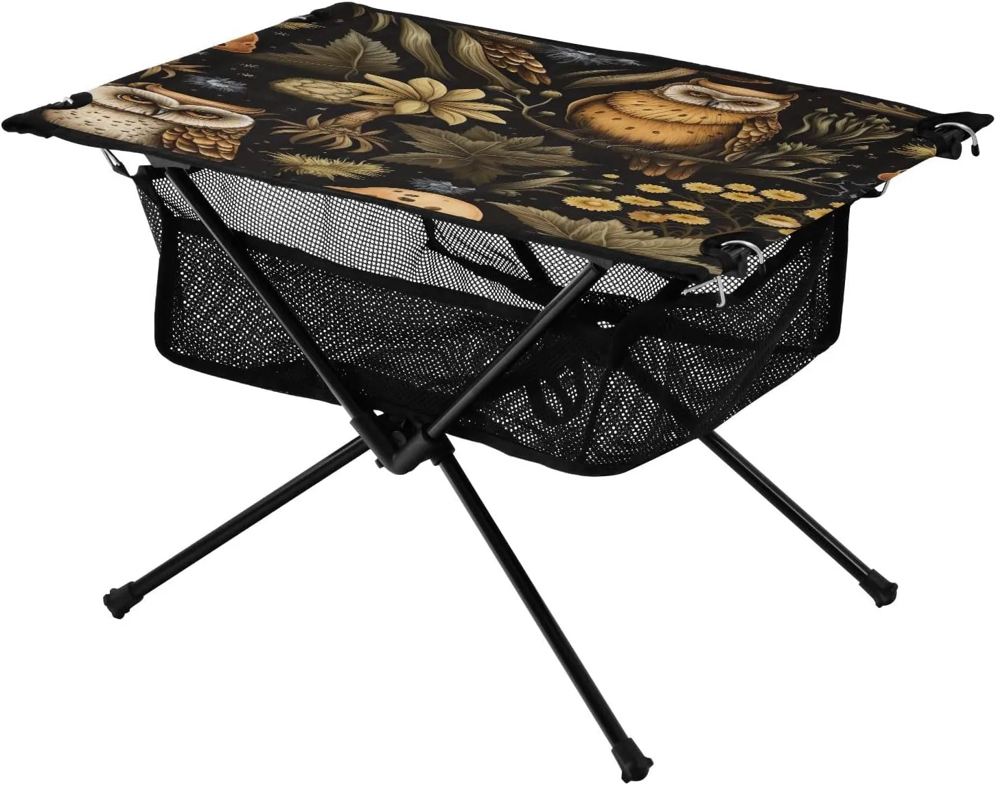 Mushrooms and Leaves Portable Folding Camping Table, Compact Lightweight Beach Table with Carrying Bag for Outdoor Picnics, BBQs, Camp