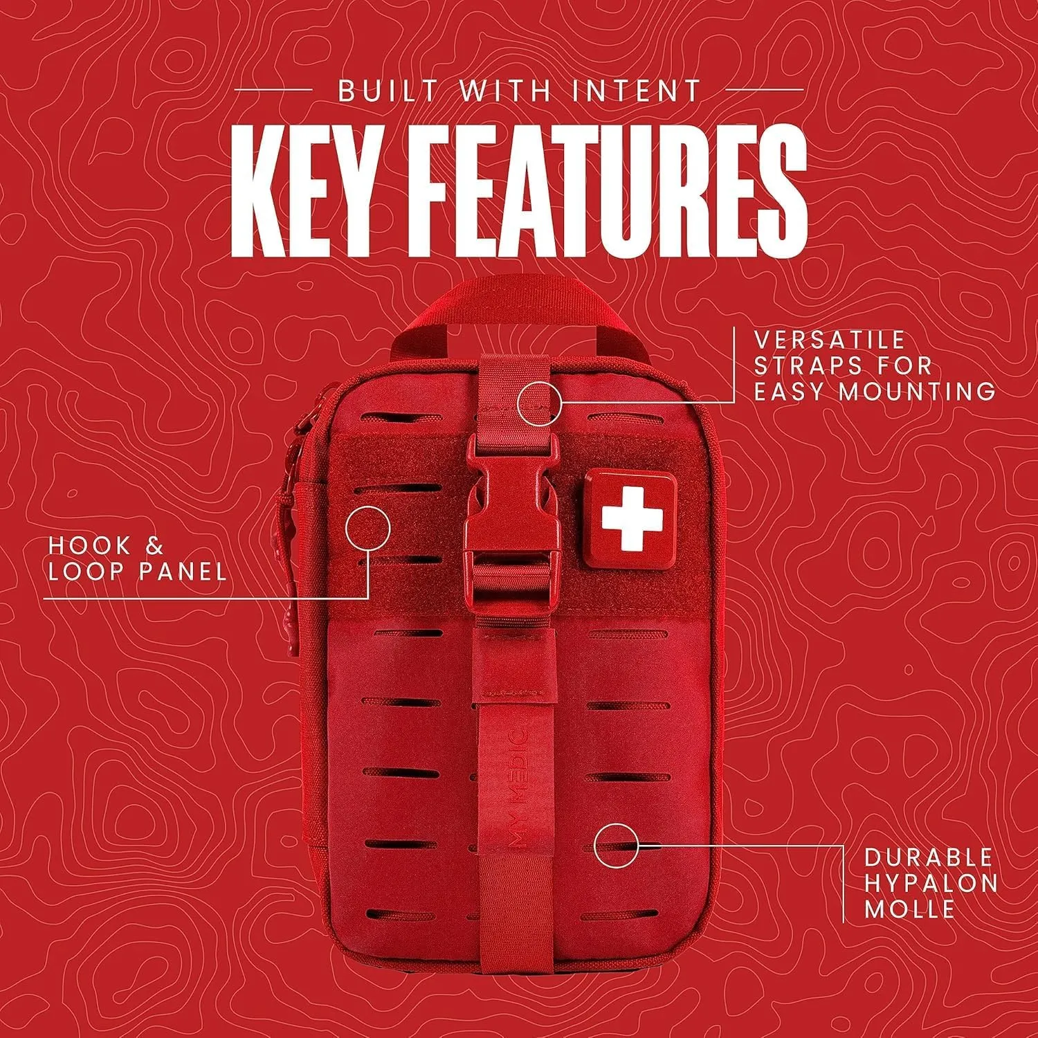 My Medic MyFak Mini Pro First Aid Kit - Small and Lightweight for Camping Hiking and Backpacking - 70 Items IFAK with Tourniquet - HSA/FSA Eligible Great for Travel - Red