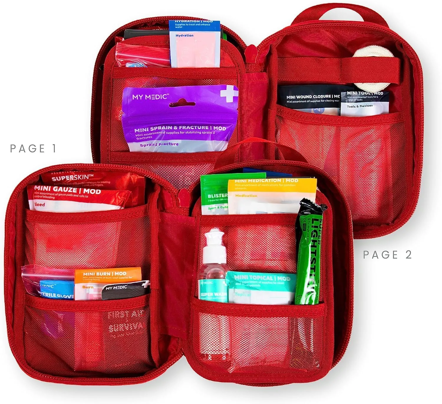 My Medic MyFak Mini Pro First Aid Kit - Small and Lightweight for Camping Hiking and Backpacking - 70 Items IFAK with Tourniquet - HSA/FSA Eligible Great for Travel - Red