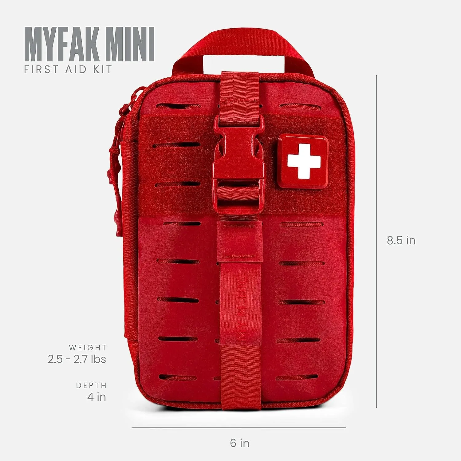My Medic MyFak Mini Pro First Aid Kit - Small and Lightweight for Camping Hiking and Backpacking - 70 Items IFAK with Tourniquet - HSA/FSA Eligible Great for Travel - Red