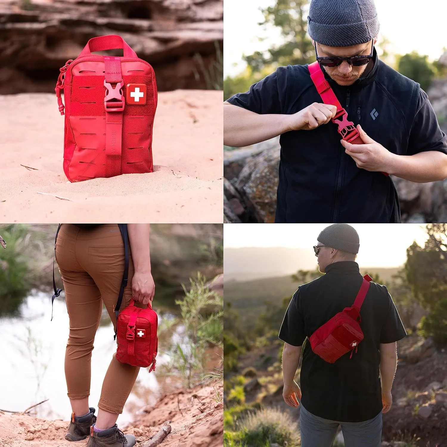 My Medic MyFak Mini Pro First Aid Kit - Small and Lightweight for Camping Hiking and Backpacking - 70 Items IFAK with Tourniquet - HSA/FSA Eligible Great for Travel - Red