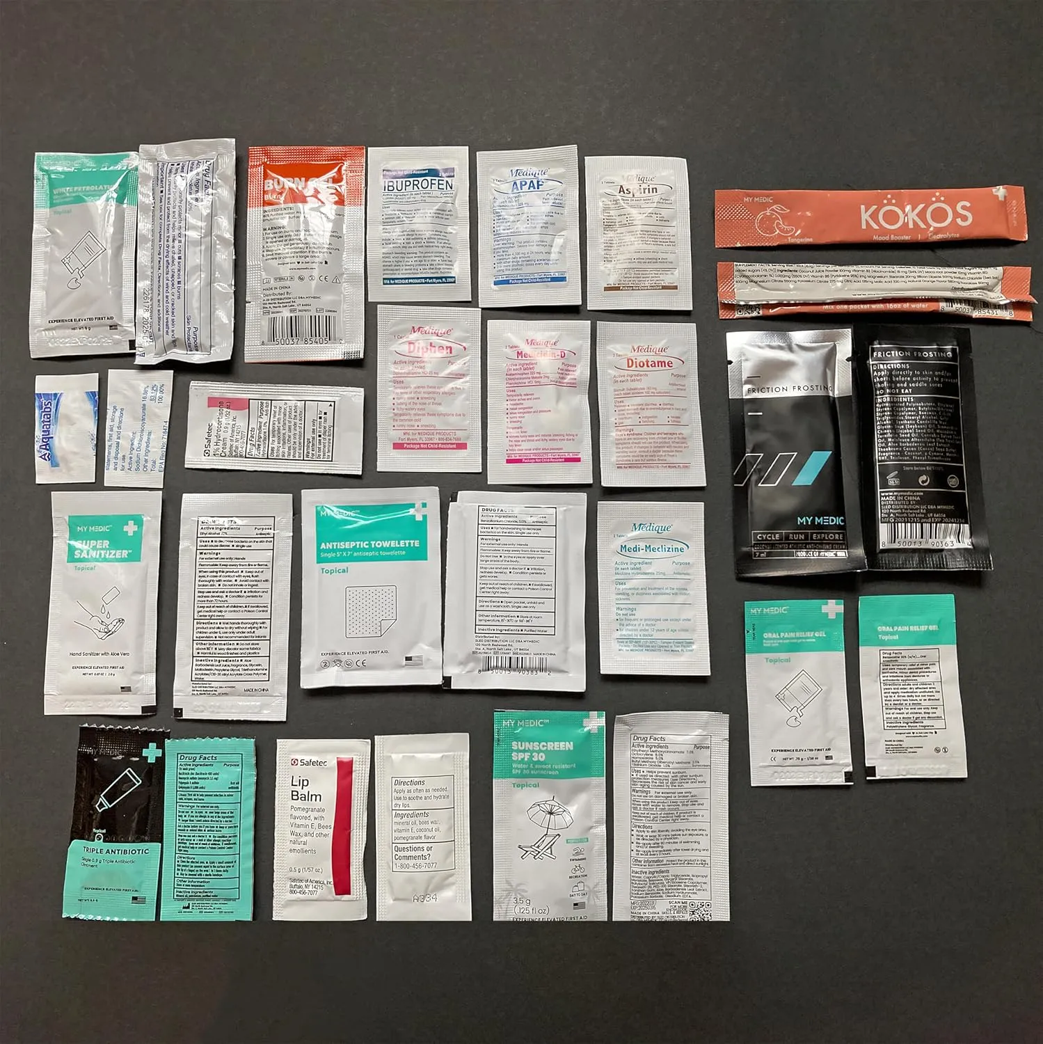 My Medic Sidekick - Camping Hiking and Backpacking First Aid Kit - 70 Items - HSA and FSA Eligible - Small Ifak Great For Travel or Motorcycle - Portable Emergency Kit – Black