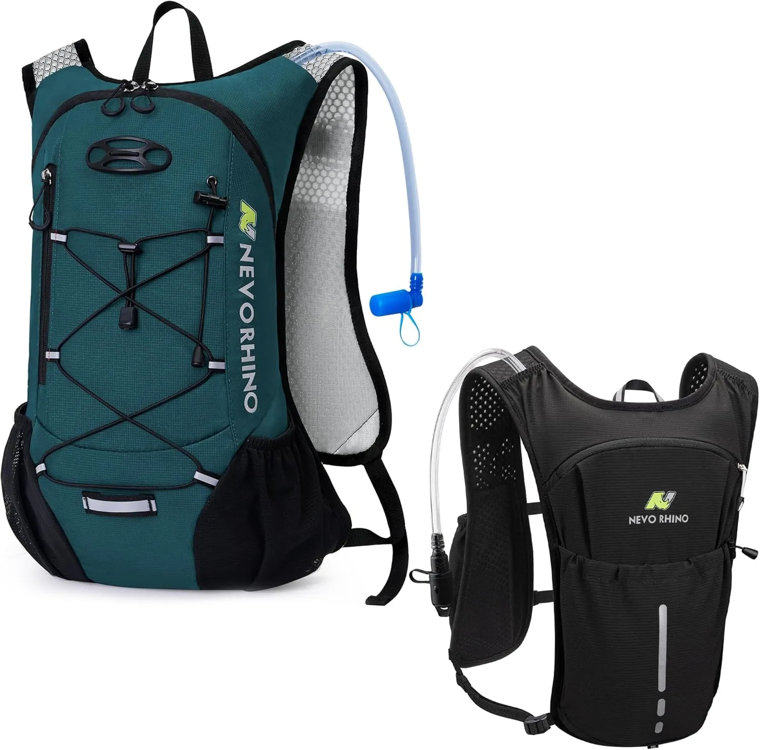 N NEVO RHINO Lightweight Hydration Pack with 2L Water Bladder, Running Vest with 1.5L Water Bladder, Hydration Water Vest for Hiking, Trail Running, Marathons, Cycling