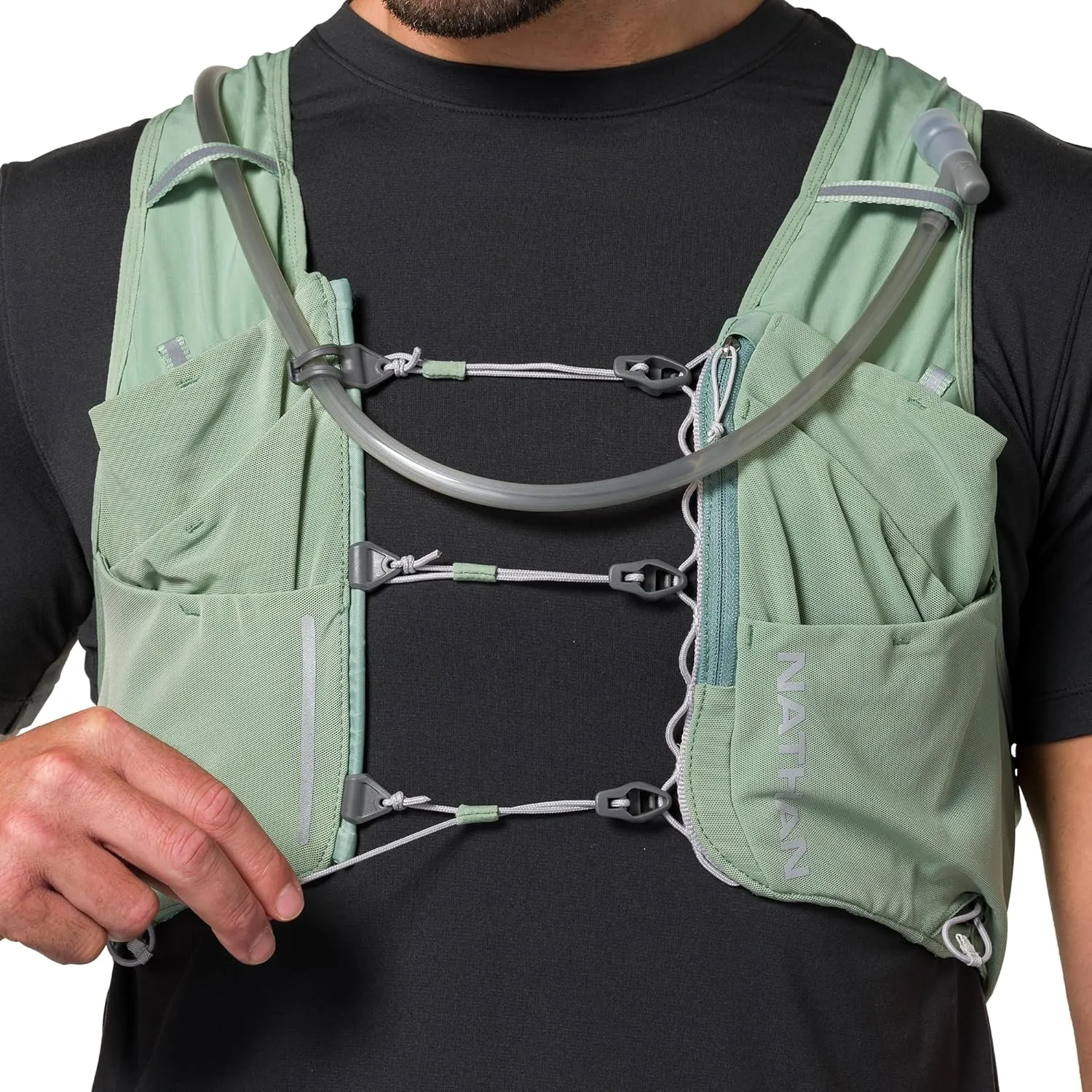 Nathan 12L Hydration Vest – Quick-Fit Adjustments, Breathable Mesh, 1.6L Bladder, 8.8 oz, 6 Pockets, Pinnacle Pro