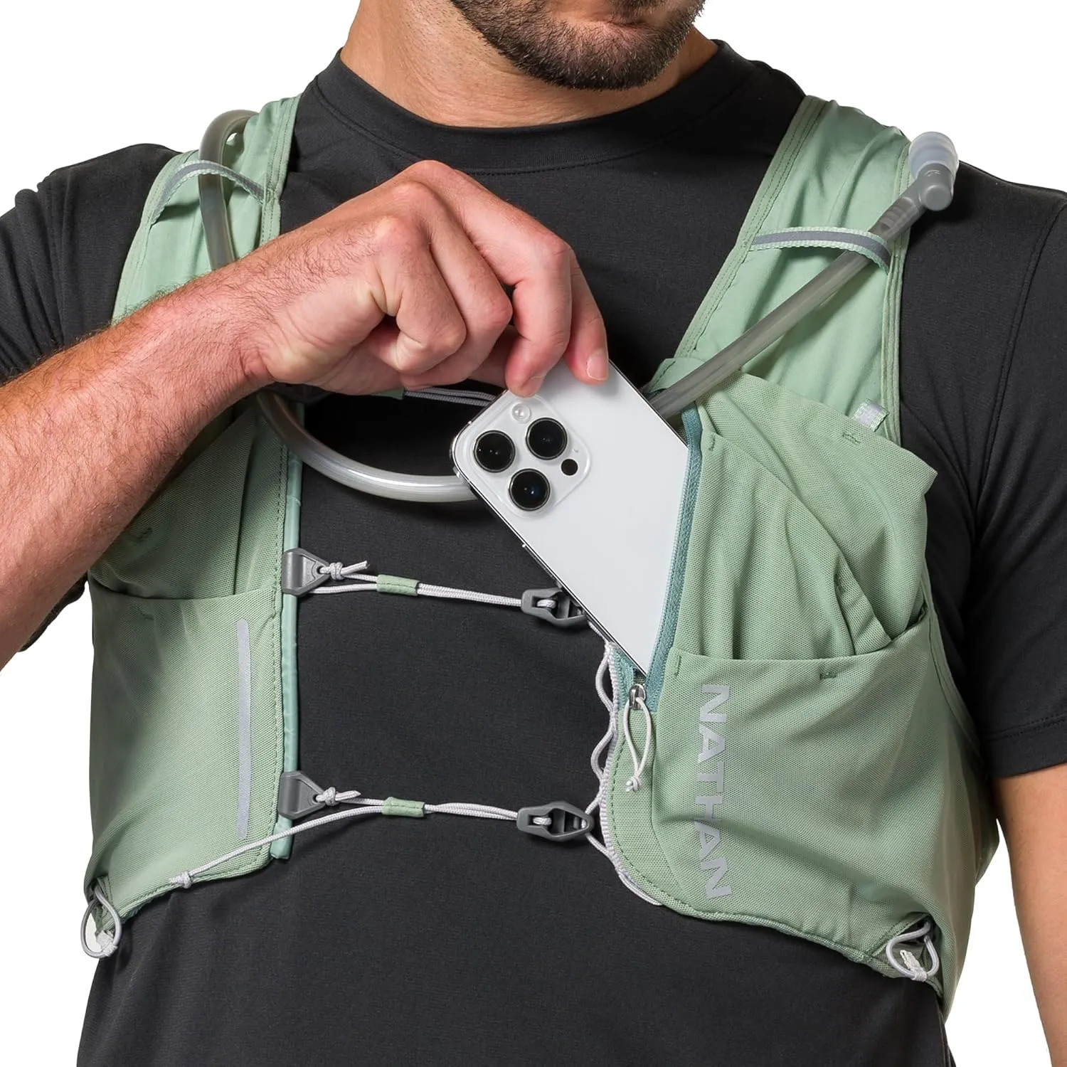 Nathan 12L Hydration Vest – Quick-Fit Adjustments, Breathable Mesh, 1.6L Bladder, 8.8 oz, 6 Pockets, Pinnacle Pro