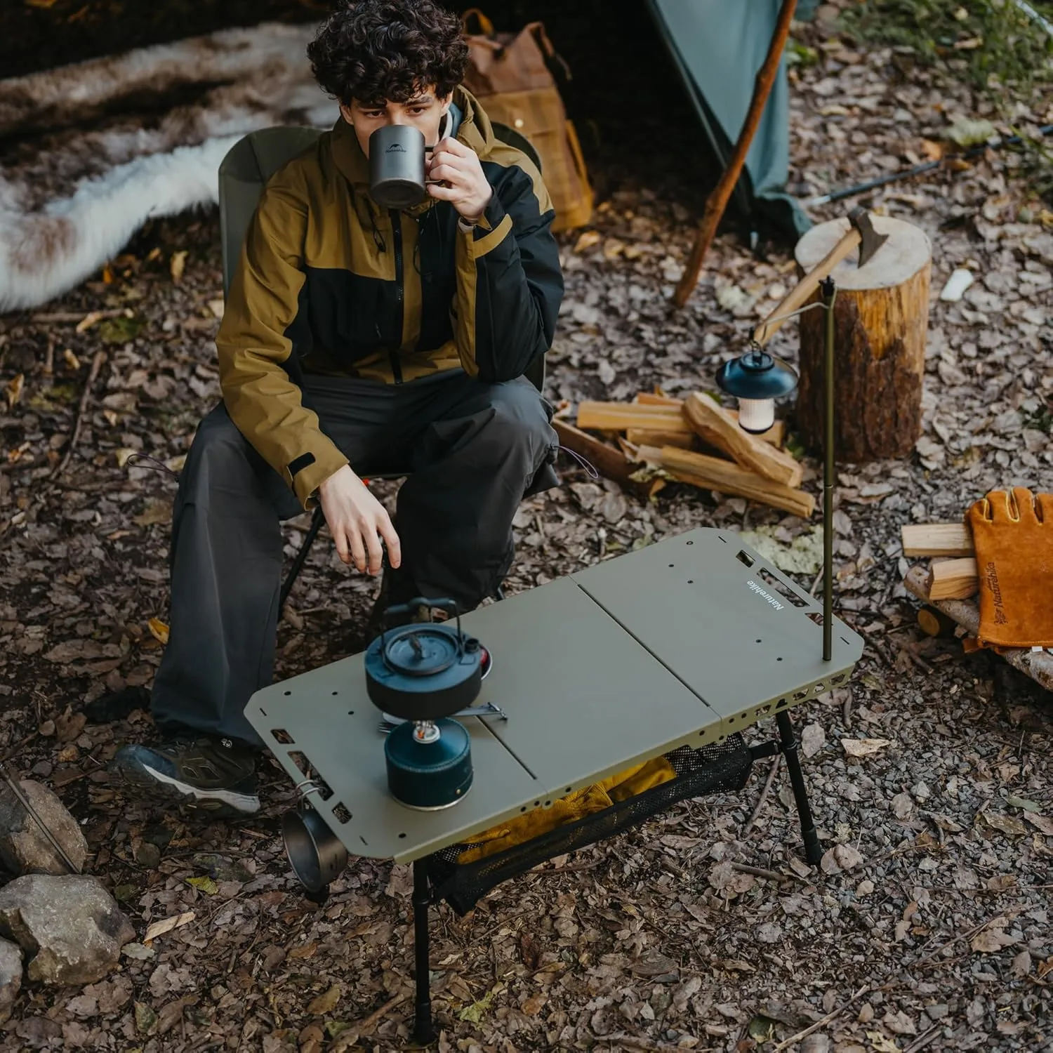 Naturehike Tactical Camping Table, Outdoor Table Picnic Portable Folding Table, Green