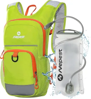 Nepest Kids Hydration Backpack, Mini Water Backpack with 1.5L Water Bladder for Hiking Cycling Running