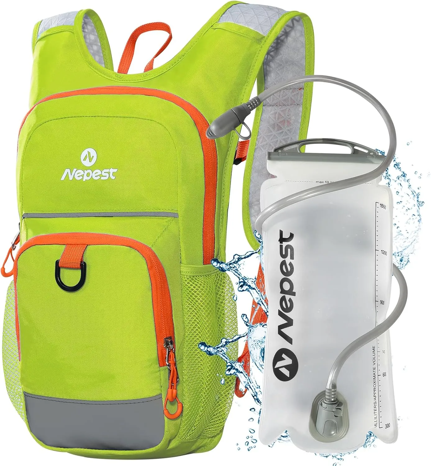 Nepest Kids Hydration Backpack, Mini Water Backpack with 1.5L Water Bladder for Hiking Cycling Running
