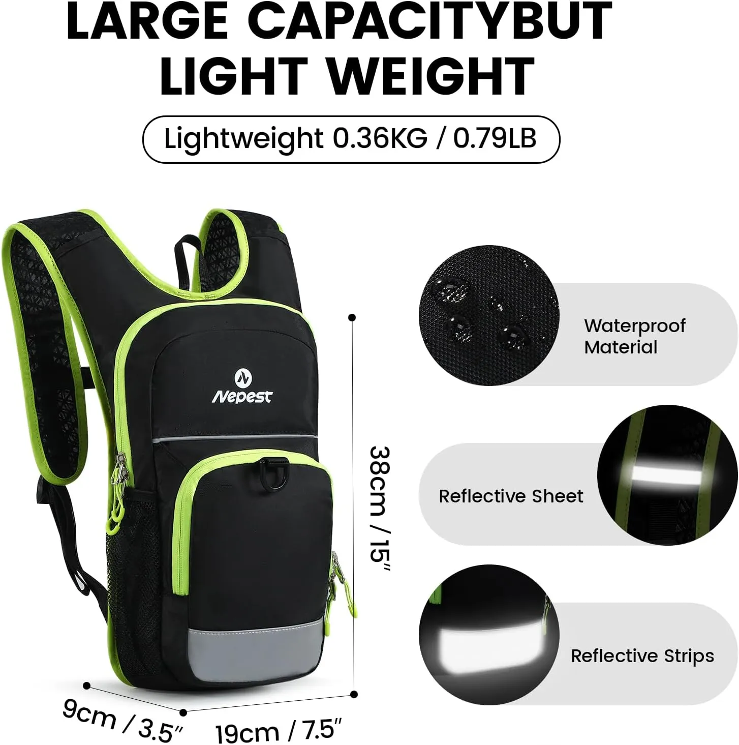Nepest Kids Hydration Backpack, Mini Water Backpack with 1.5L Water Bladder for Hiking Cycling Running