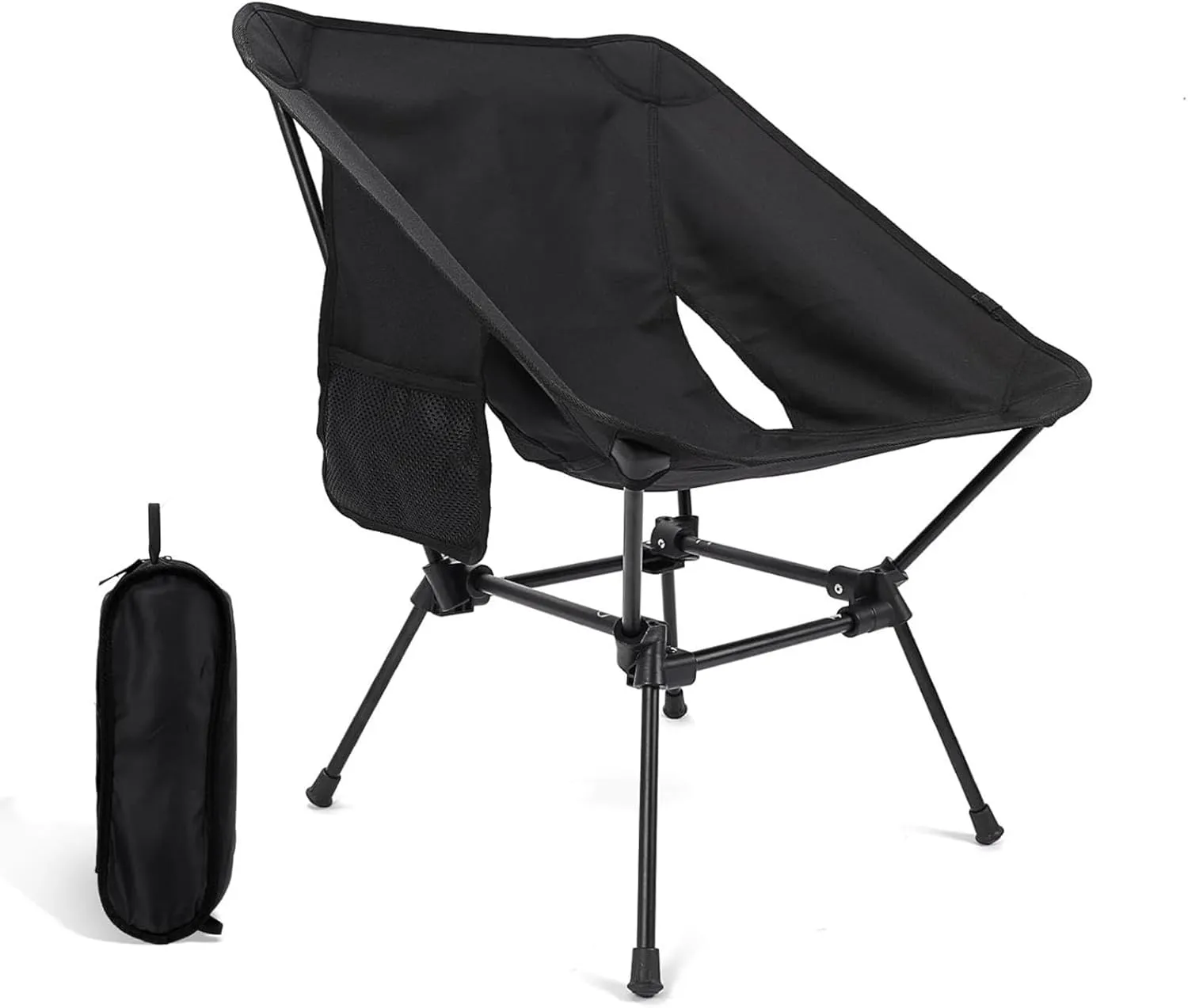 NIBHZ Padded Folding Chair, Oversized Camping Chair, Portable Folding Chair,Camping Chair Carries 420 Pounds, Outdoor Chair, Black