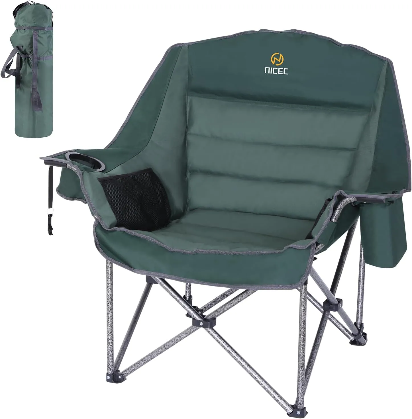 Nice C Camping Table, Folding Table, Grill Table, Folding Camping Table with 4 Side Tables   Camping Chairs, Oversized XL Padded Camping Chair, Outdoor Chair, Camp Chair 1-P